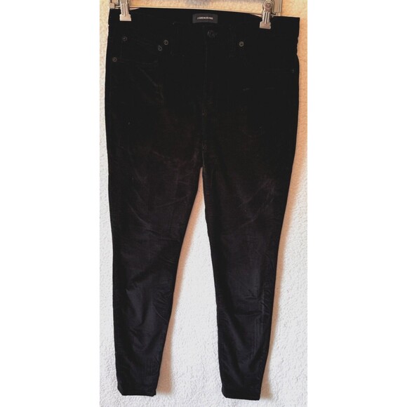 J. Crew 9" High-Rise Black Toothpick Velvet Jeans 29Tall Ankle Super Soft - Picture 2 of 12